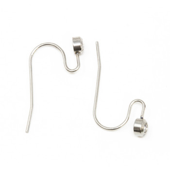 Stainless Steel Micro Pave 21x17mm Earring Hooks - 1 Pair