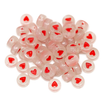 Acrylic Glow in the Dark 7mm Red Heart Bead - 50 Beads