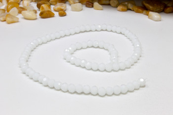 Glass Crystal Polished 4x6mm Faceted Rondel - White