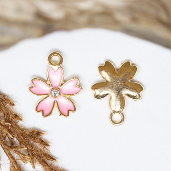 Micro Pave Pink 17x14mm Sakura Flower Charm