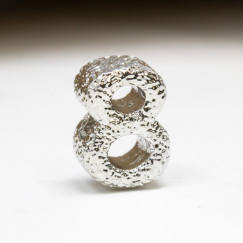 Silver Plated 13mm Textured Number Bead - 8