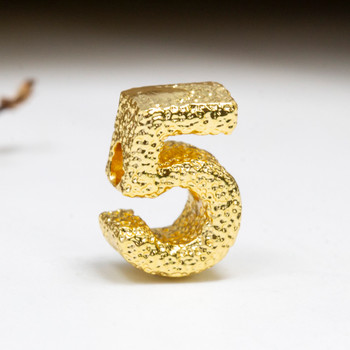 Gold Plated 13mm Textured Number Bead - 5