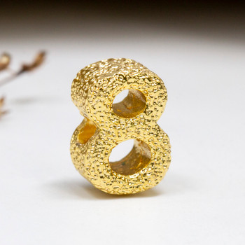 Gold Plated 13mm Textured Number Bead - 8