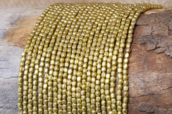 Gold Plated Brass 2x2.5mm Small Faceted Square