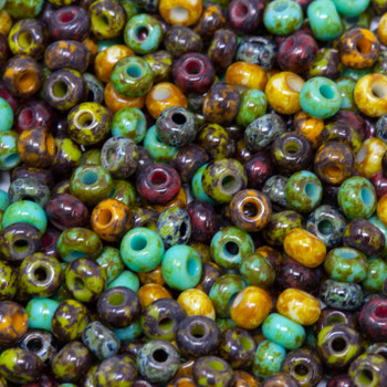 Size 8 Czech Seed Beads -- 1372 Travertine Parquet