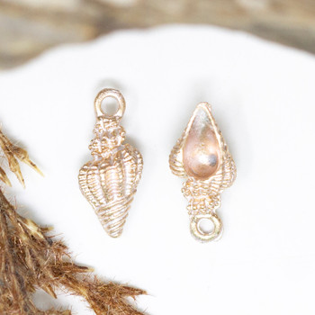 Enamel 19x8mm Pink Conch Shell Charm