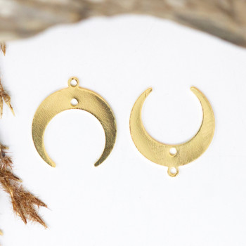 Gold Plated 19x18mm Horn / Crescent Moon Charm / Connector