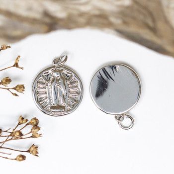 Platinum Plated 16mm Virgin Mary Coin Charm