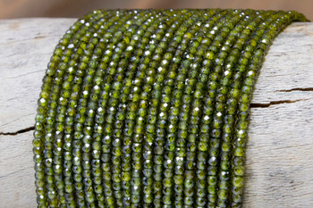 Zircon CZ AA Grade Polished Avocado 2x3mm Faceted Rondelle