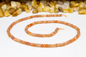 Orange Sunstone Polished 3x4mm Faceted Rondelle
