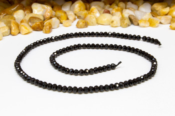 Black Spinel Polished 2.5x4mm Faceted Rondelle