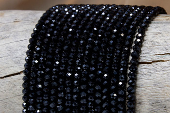 Black Spinel Polished 2.5x4mm Faceted Rondelle