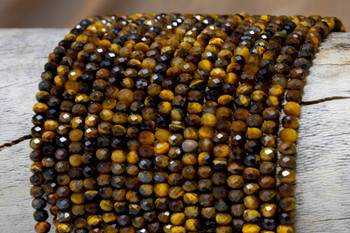 Tiger Eye Polished 3x4mm Faceted Rondelle