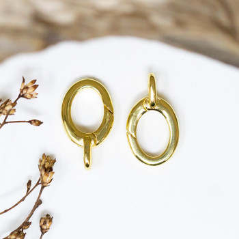 18K Gold Plated 12x8mm Spring Gate Ring Oval