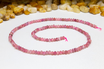 Pink Tourmaline A Grade Polished 3x4mm Faceted Rondelle