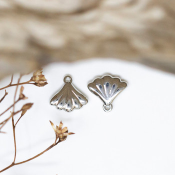 Platinum Plated 7x8mm Tiny Shell Charm