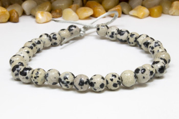 Dalmatian Jasper Polished 6mm Round - 2mm Large Hole