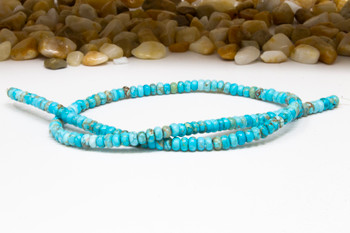 Impression Jasper Polished 2x4mm Rondelle - Turquoise Dyed