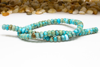 Impression Jasper Polished 5x8mm Rondelle - Turquoise Dyed