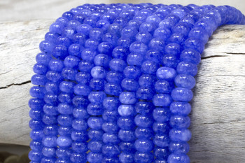 Jade Polished 5x8mm Smooth Rondelle - Dyed Cornflower Blue