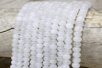 White Jade Polished 5x8mm Smooth Rondelle