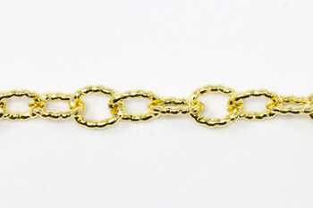 18K Plated 9.5x7mm Textured Oval Cable Chain - Sold By 6 inches