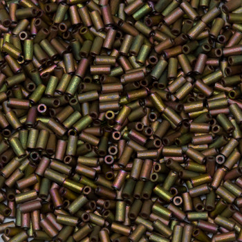 Miyuki 3mm Bugle Beads -- F463K Metallic Khaki Iris Matte