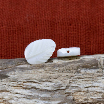 Mother of Pearl Shell Polished 8x12mm Double Sided Carved Leaf