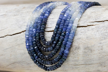 Sapphire Polished 2-3mm Faceted Rondelle - Banded