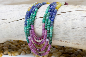 Sapphire Polished 4-5mm Smooth Rondelle - Banded Multi Color