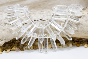 Crystal Quartz Polished 25-45mm Graduated Faceted Prism Points