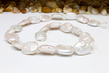 Freshwater Pearls White Polished 15-20mm Irregular Oval Coin