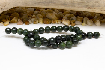 Nephrite Jade Polished 10mm Round - Dark Green