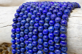Natural Lapis A Grade Polished 8mm Round - 2mm Large Hole