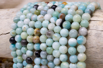 Amazonite Polished Multi Color 8mm Round - 2mm Large Hole