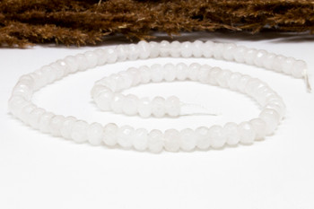 White Jade Polished 4x6mm Faceted Rondelle