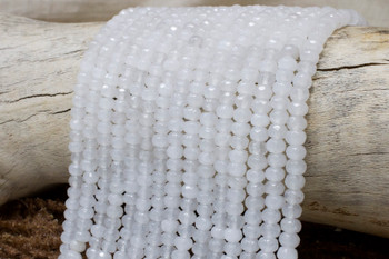 White Jade Polished 4x6mm Faceted Rondelle
