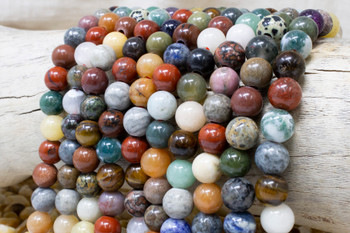 Mixed Gemstones Polished 10mm Round - 2mm Large Hole
