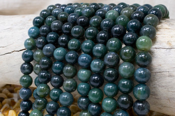 Moss Agate Polished 10mm Round - 2mm Large Hole