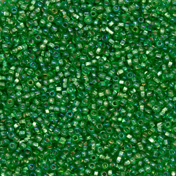 Size 11 Czech Seed Beads -- 716 Peridot Rainbow / Silver Lined