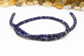 Impression Jasper Polished 2x4mm Rondelle - Dark Blue Dyed