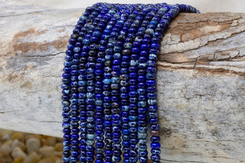 Impression Jasper Polished 2x4mm Rondelle - Dark Blue Dyed