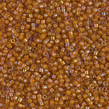 Delicas Size 11 Miyuki Seed Beads -- 1734 Topaz AB / Beige Lined