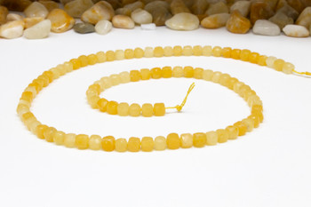 Burmese Yellow Jade Polished 4mm Faceted Cube