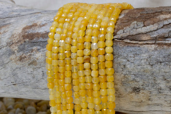 Burmese Yellow Jade Polished 4mm Faceted Cube