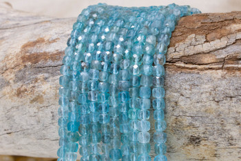 Apatite Aqua Polished 4mm Faceted Cube