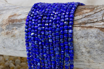 Lapis A Grade Polished 4mm Faceted Cube