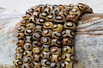 Tibetan Agate Brown and Beige Polished 8x12mm Rondelle
