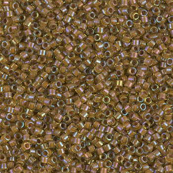 Delicas Size 11 Miyuki Seed Beads -- 1738 Chartreuse AB / Cocoa Lined