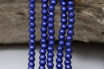 Czech Glass 3mm Round -- Saturated Metallic Lapis blue